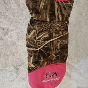 Real Tree Camo and Pink Dog Jacket, Medium